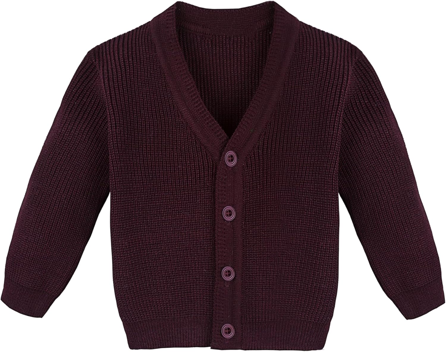 Lilax Little Boys Basic Long Sleeve V-Neck Classic Knit Cardigan Sweater - Image 3