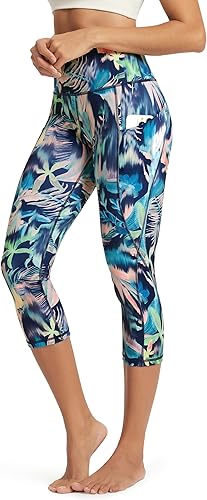 Miniatura 474 de ODODOS - Leggings tipo capri de mujer, no se traslucen y modelan el abdomen, con cintura alta y bolsillos; para hacer yoga, atletismo, ejercicio