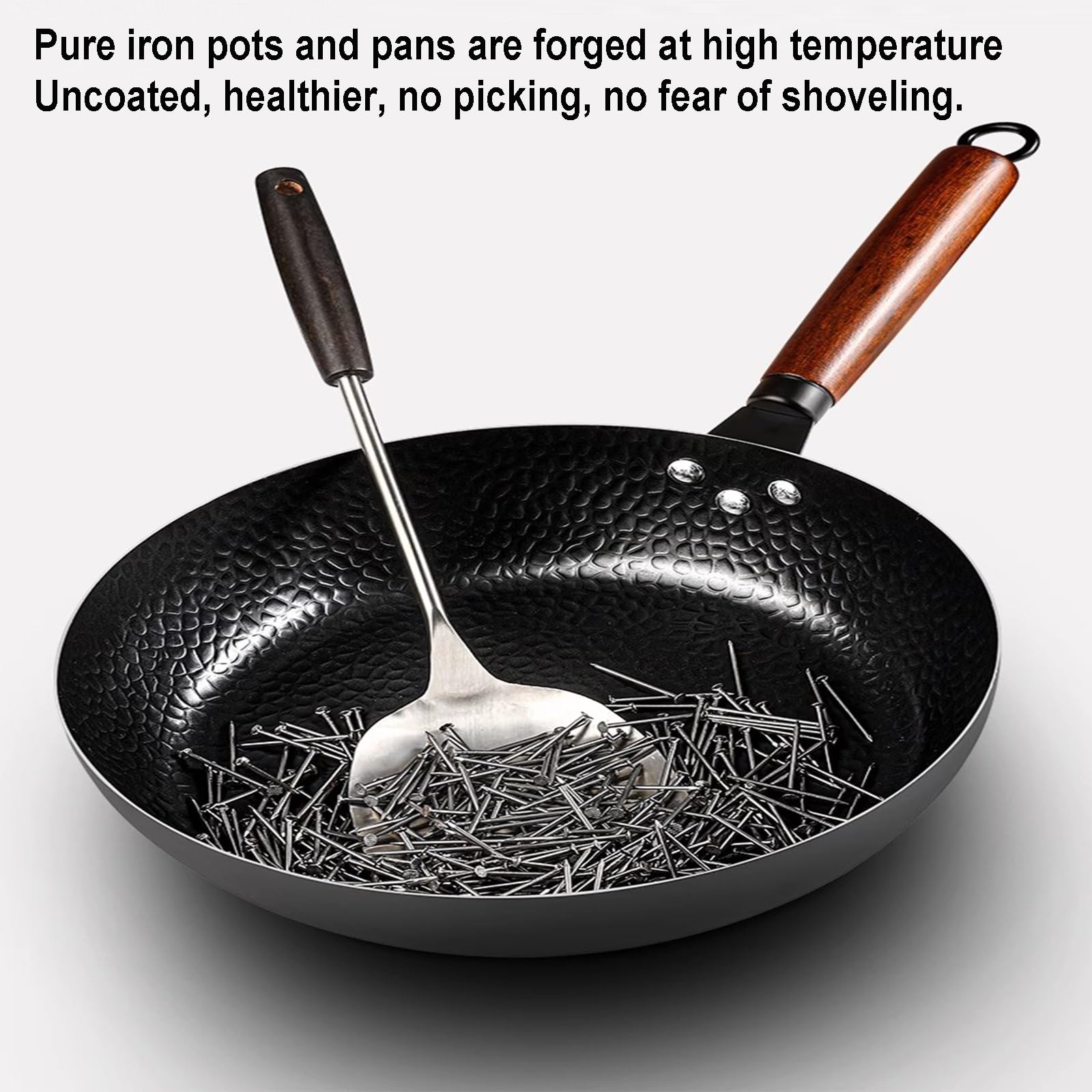 Sartén Antiadherente De Acero Al Carbono, Sin Químicos, con Fondo Plano, para Wok, Woks Y Salteados, Apta para Inducción, Eléctrica, Gas, Halógena, Todo Tipo De Cocinas(Negro-28cm)