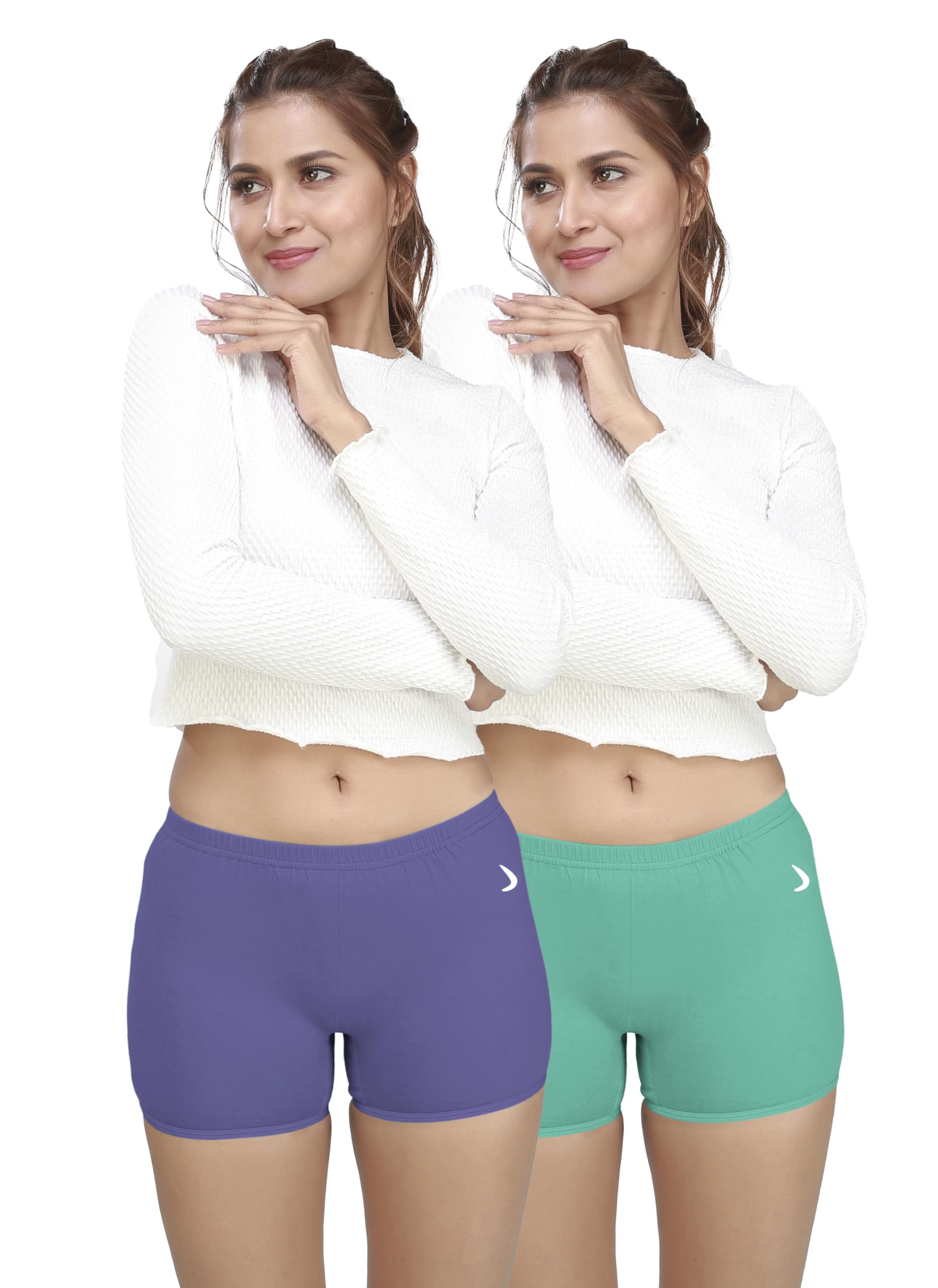 alba Flora Women's Boyshorts | 100% Combed Cotton | High-Waist Comfort Fit | Soft & Breathable Panties | Multicolor Solid | Snug Fit | (95 CM | Size XL) - Blue + Aqua (Pack of 2)(FLORA-2P-XL-C6_bzr)-picture-50