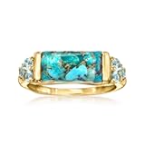 Turquoise and &period;70 ct&period; t&period;w&period; Sky Blue Topaz Ring in 18kt Gold Over Sterling