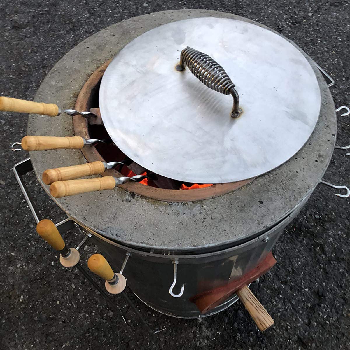 Confezione da 12 spiedini per kebab, 55 cm, in acciaio inox, resistenti, grandi, riutilizzabili, con manico in legno antiscivolo, ideali per shish, kebab, pollo, gamberetti e verdure