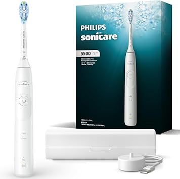 2025 ModelPhilips Sonicare ProtectiveClean 5500 Premium Clean Brush Head/Charger Stand & Travel Case Included HX7110/06 White Exclusive