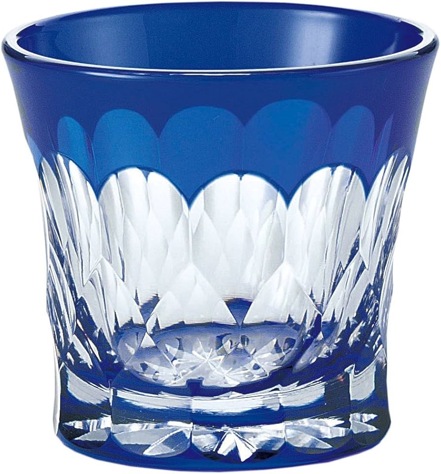 Amazon.co.jp: 東洋佐々木ガラス 冷酒グラス ブルー 40ml 切子杯 日本