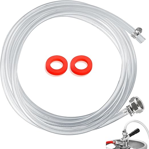 10ft Kegerator Beer Line Tubing 3/16" ID 7/16" OD Keg Lines Clear Vinyl PVC Tubing Keg Beer Line Replacement Kit with Barb Fitting Connector