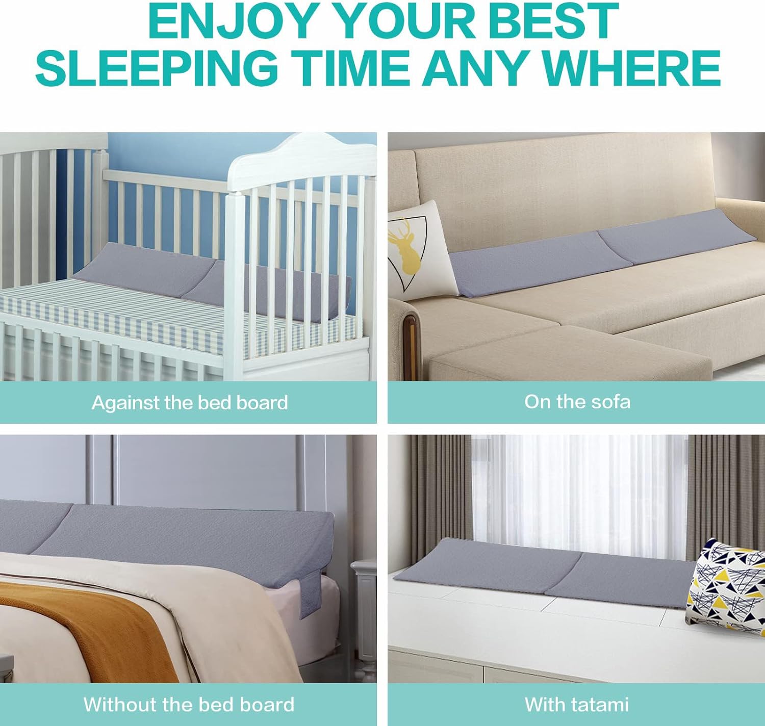 SLIGUY Twin Size Bed Wedge Pillow Headboard Pillow Mattress Wedge Bed Gap Filler Fill The Gap (0-7") Between Your Headboard and Mattress for Sleeping Backrest Pillow（Grey 39"x10"x6"）