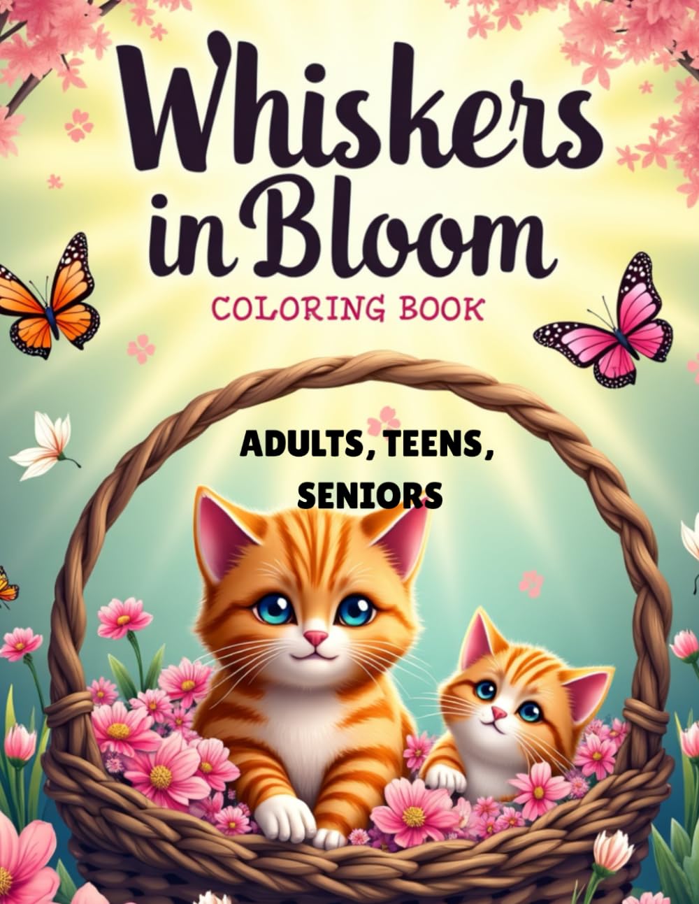Whiskers in Bloom: Cats in Springtime Coloring Book: 50 Large-Print, Relaxing Cat Coloring Pages for Adults, Teens & Seniors – Mindfulness, Stress Relief, and Cozy Feline Fun (Whiskers & Wonders)