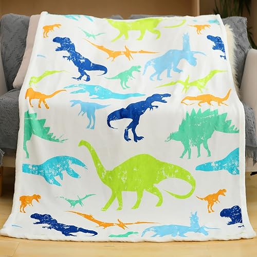 chifave Manta de dinosaurio suave para niños, regalo para los amantes de los dinosaurios, manta con dinosaurios en ella, acogedora y esponjosa,
