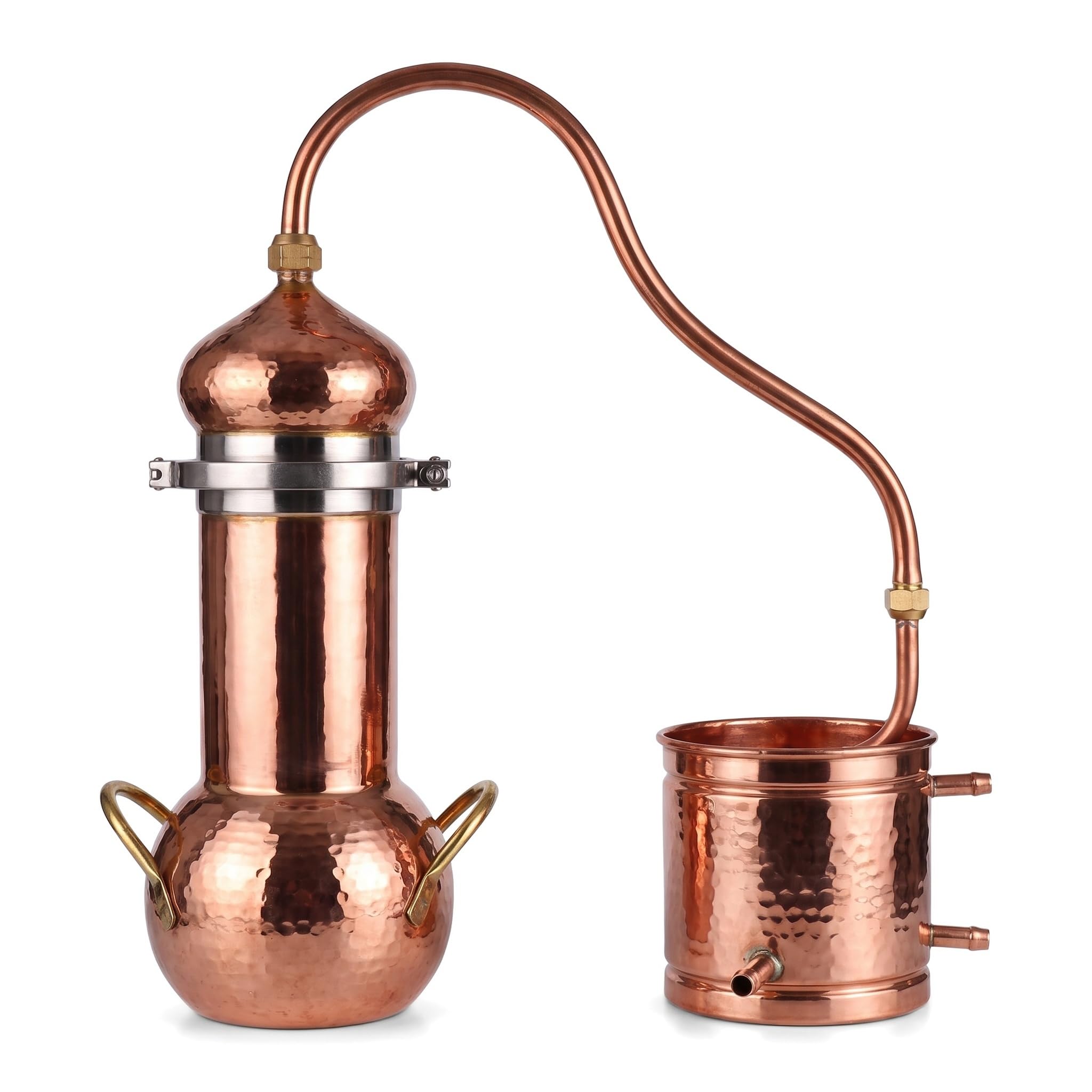 2-Liter-Kupfer-destillierapparat – Premium-destilliergerät Für Ätherische Öle, Whisky Und Hydrolate, Inklusive Kühlrohr, Perfekt Für Die Heimdestillation Und Die Gewinnung Von Frischen
