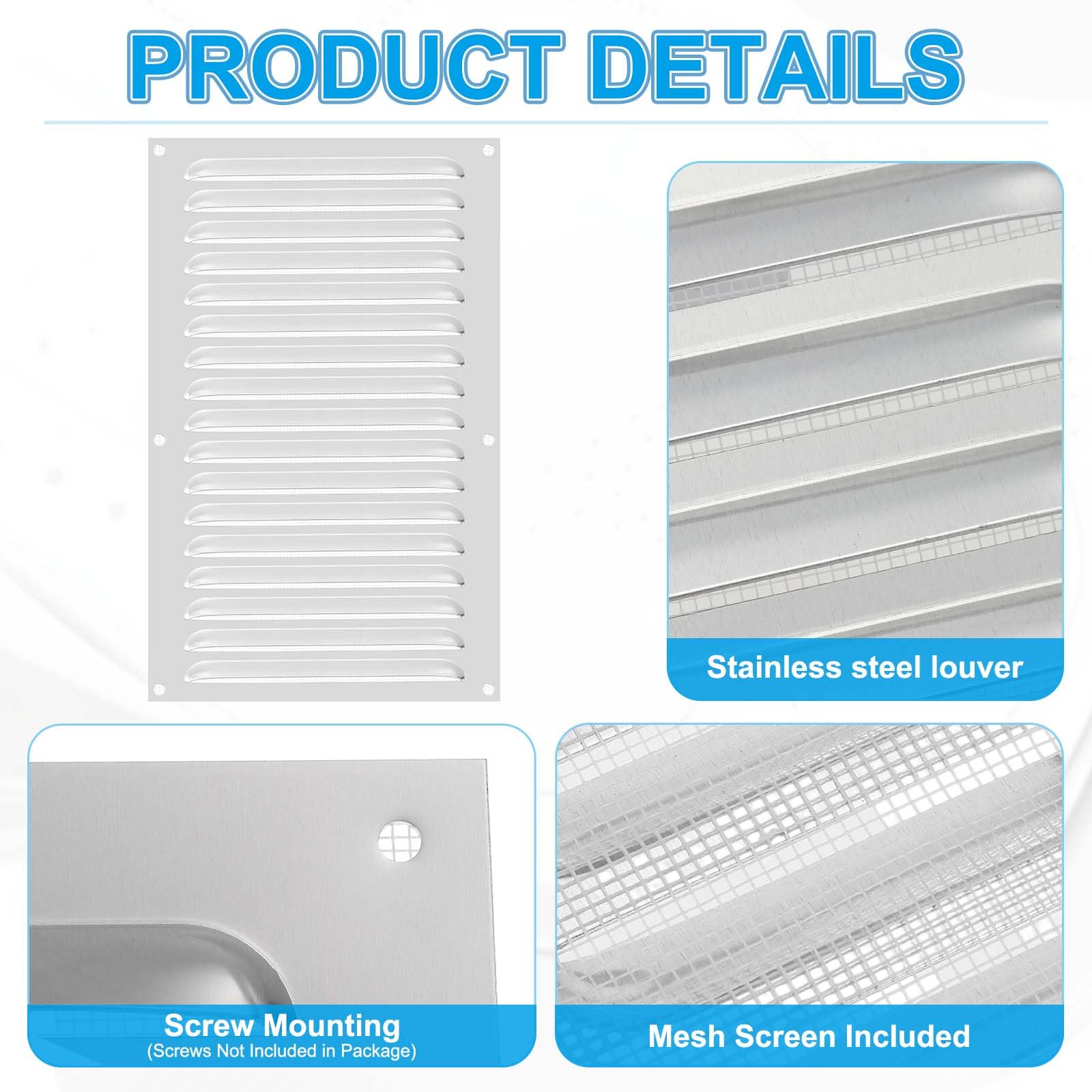 PATIKIL Griglia Di Ventilazione In Alluminio 16x10 Pollici Argento