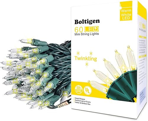 Guirnalda de 60 luces LED de color blanco cálido parpadeante para enchufar, 15 de 60 luces parpadeantes, conecta hasta 45 juegos, certificado UL, 22