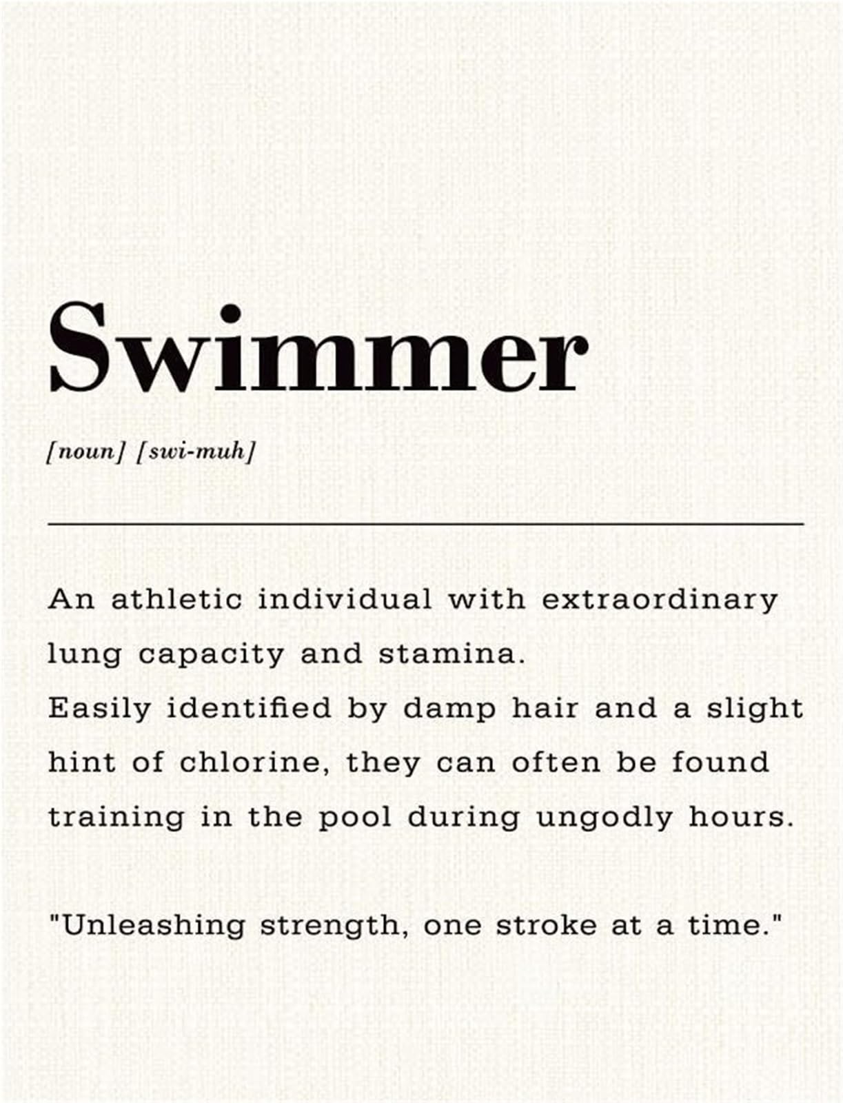 FOPURE Swimming Enthusiast Gift - Humorous Swimming Definition Poster, Canvas Wall-Art for Bedroom, Bathroom, Office, Retirement Gift for Swimmer or Coach(Framed,16x24inch(40x60cm))
