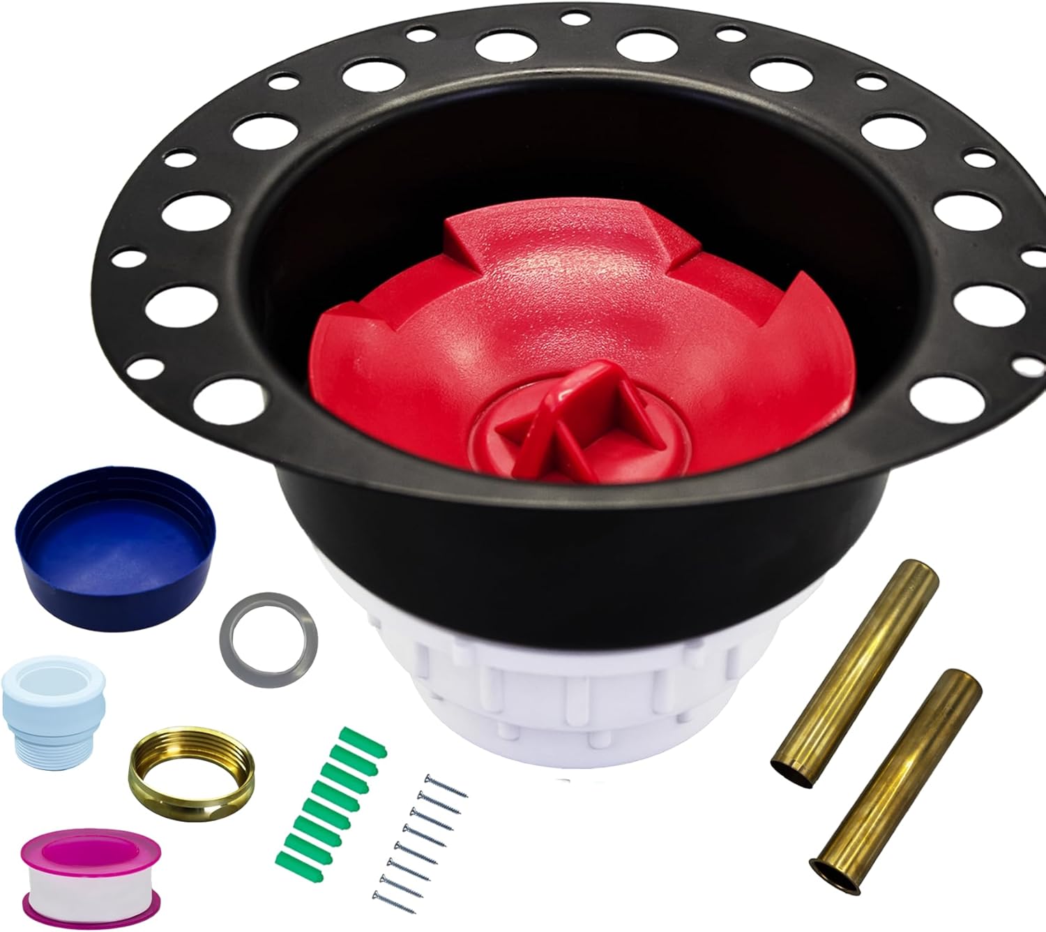 Freestanding Tub Drain Rough-in Kit with with ABS Plastic Adapter and Brass Tail Pipes Fit for Freestanding Bathtub & Floor Mounted Bathtub & Copper Bathtub