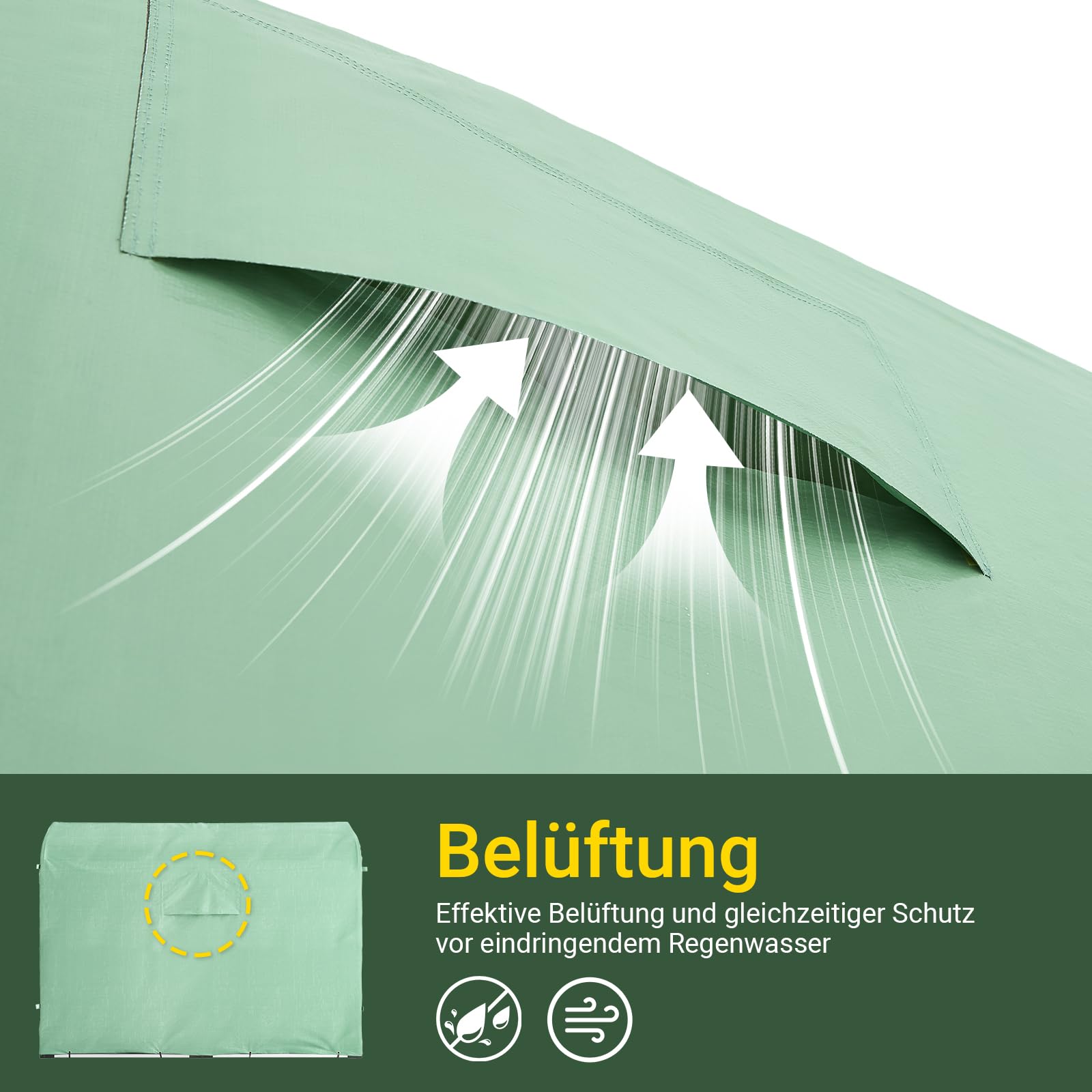 SoBuy Fahrradgarage wetterfest Geräteschuppen Fahrradgarage für 2-4 Fahrräder Carport Zelt mit UV-Schutz Fahrradschuppen für Regenschutz Motorrad Garage Gartenhaus Grün 159x165x219cm KLS11-L-GR