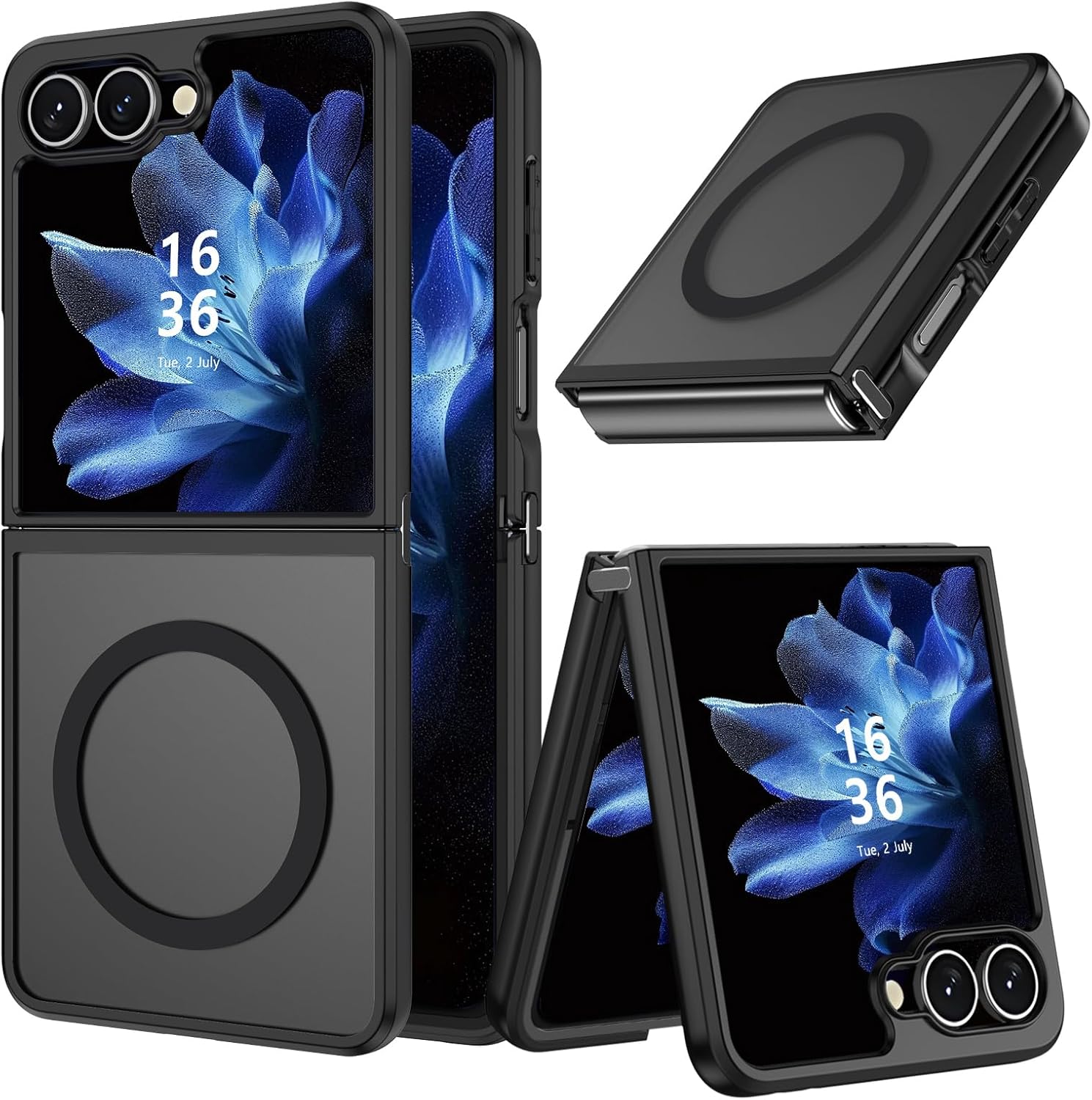 Étui Yinlai pour Samsung Z Flip 7, magnétique compatible avec Magsafe, couverture de cas arrière mat translucide mince caméra protectrice de protection contre le dos pour amorçage