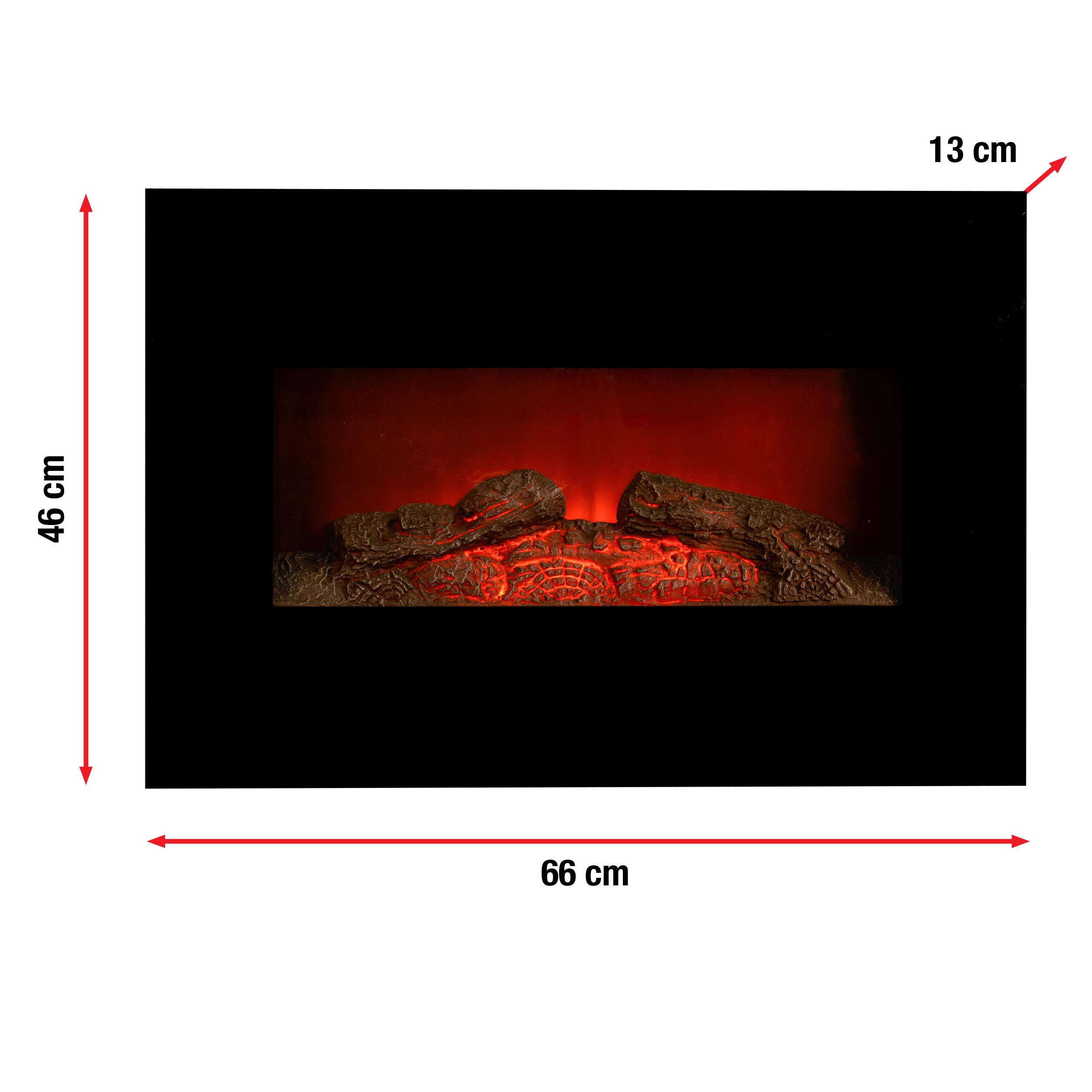 Memphis Elektrokamin mit Heizung - Elektroheizung 1800W - Kaminofen mit Fernbedienung und Timer - Elektroherd mit LED-Flammen - Wandmontage - Schwarz