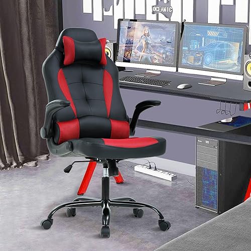 Miniatura 7 de Silla de escritorio para videojuegos, silla de juegos para PC, silla de jugador, cómoda ergonómica de piel sintética, silla de oficina para