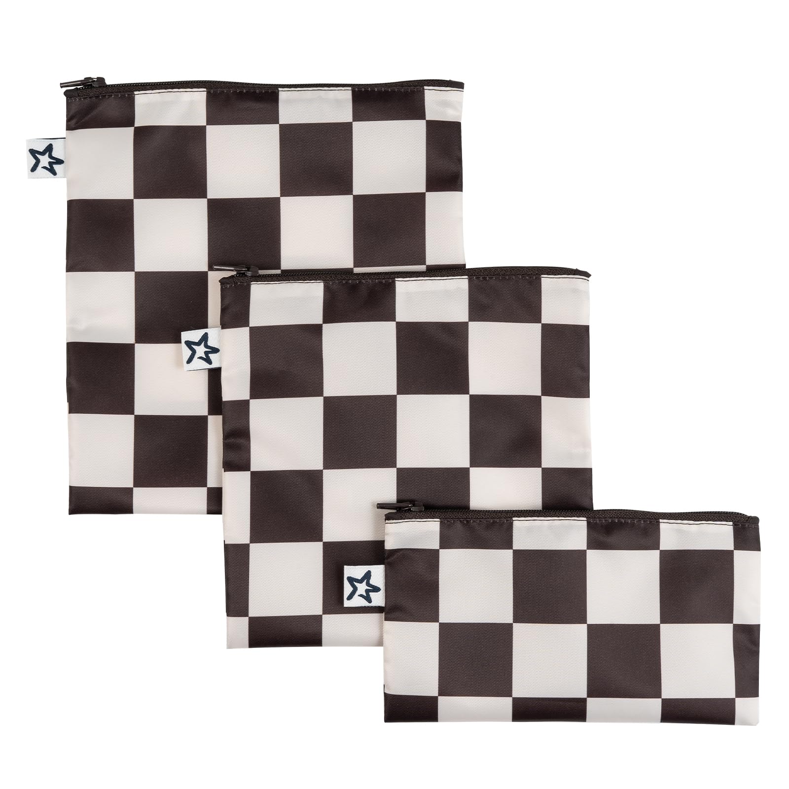 Tiny Twinkle Reusable Snack Bags for Kids – 3 Pack Snack Pouches & Sandwich Bag for Toddlers – Machine Washable, Mess-Proof for Lunch & Travel (Black