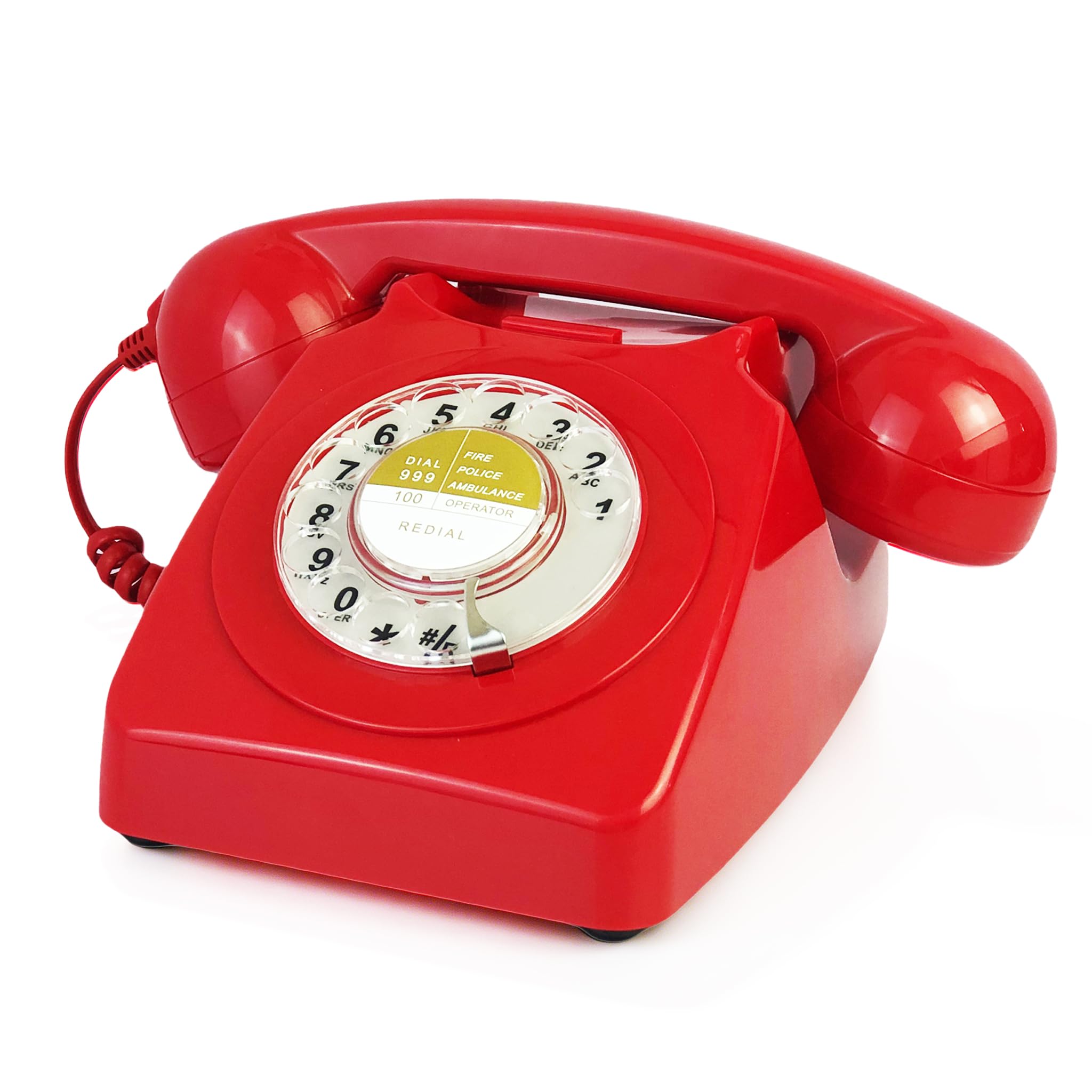 Red Rotary Dial Telephones Benotek 1980'S Classic Old Style Retro Landline Desk Telephone Single Line Corded Phone Home Office School Hotel-image-19