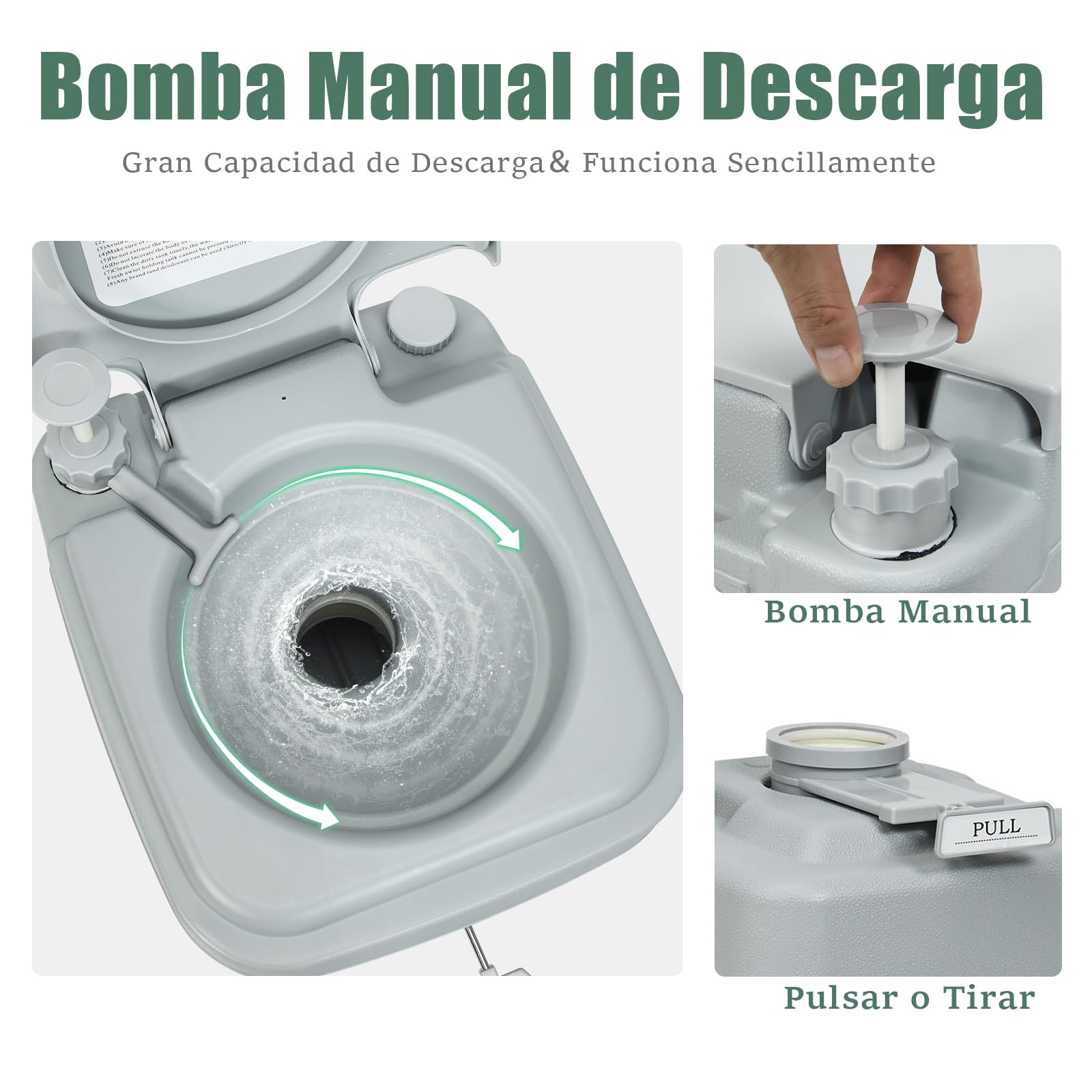 SOARS 20L Inodoro Portátil con Depósito de Agua Residual y de Agua Dulce Extraíble, Baño Portatil con Cisterna, Carga 100 KG(MAX), HDPE, WC Portatil con Tapa para Senderismo Viaje Camping