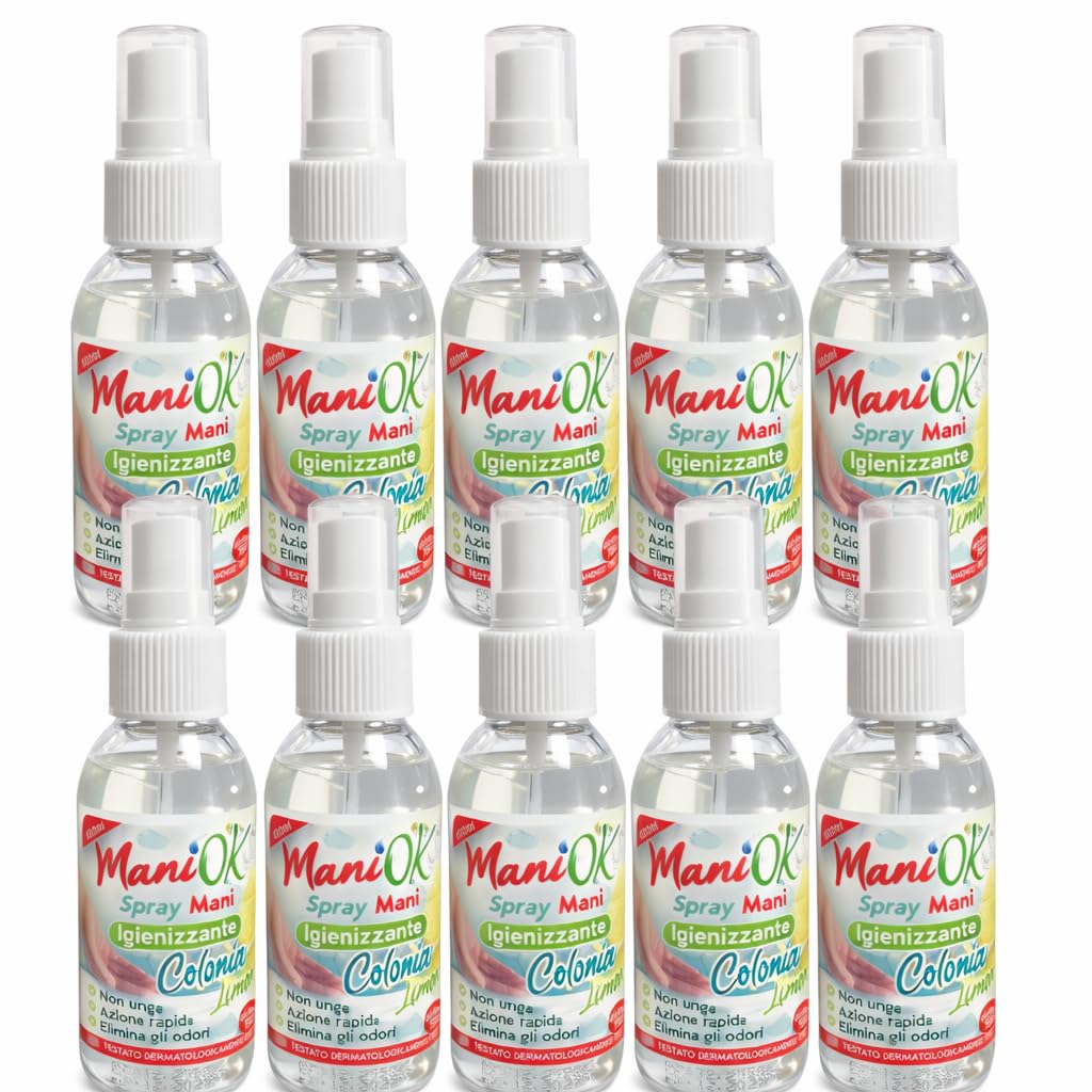 Set 12 Flaconi Spray Igienizzante Mani, Profumazioni Lavanda o Limone, Formula con Alcol, Dermatologicamente Testato, per Casa, Ufficio, Scuola, Viaggio (Limone)