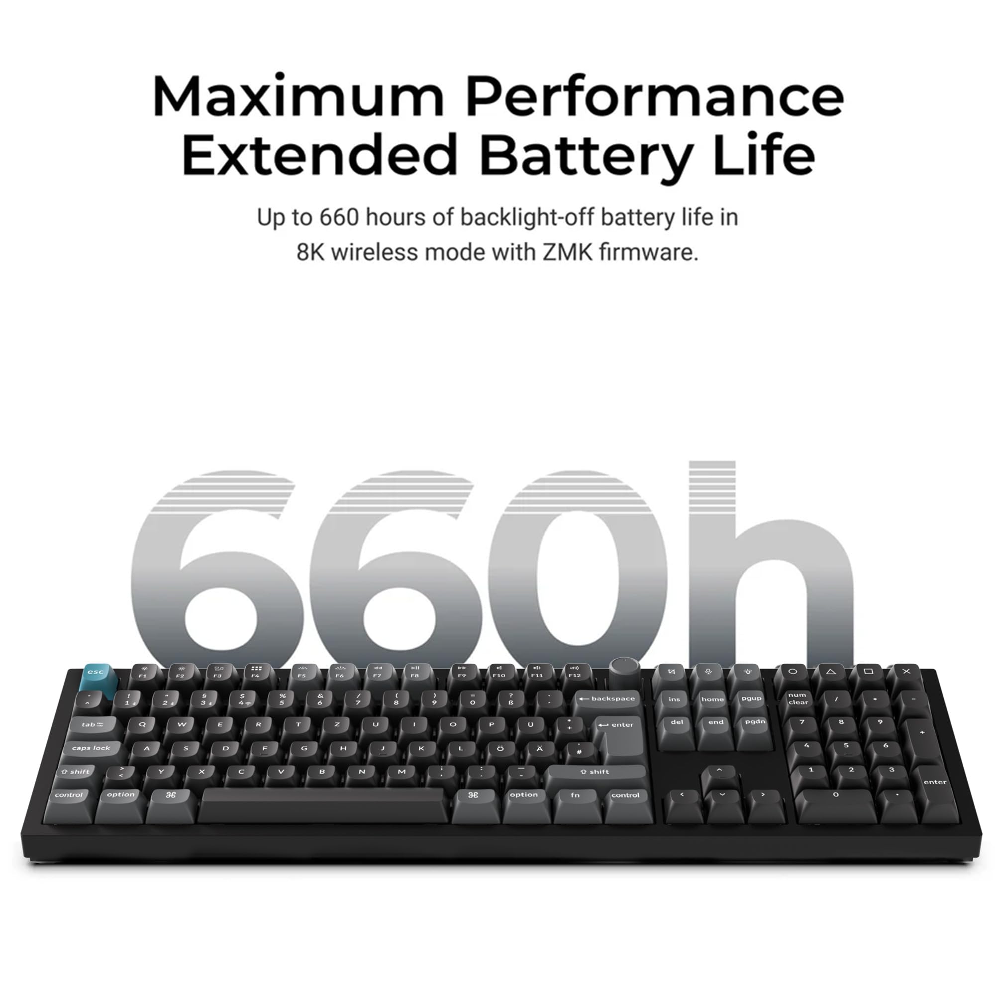 Keychron Q6 Ultra 8K Kabellose Mechanische Tastatur – 100% Vollformat, 8K Hz Abfragerate, ZMK Firmware, 660h Akku, Aluminiumgehäuse, Hot-Swap, RGB, für Mac/Windows (Brauner Schalter)