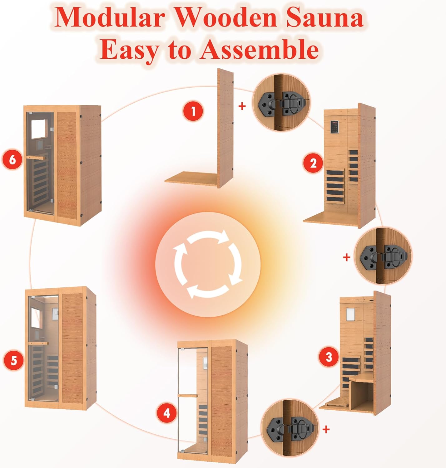 Infrared Sauna for 1 Person, Wooden Dry Sauna Room with backrest, 960W/120V Low EMF Indoor Saunas with Control Panel, 7-Color Therapy&Timer, Bluetooth Speakers for Home