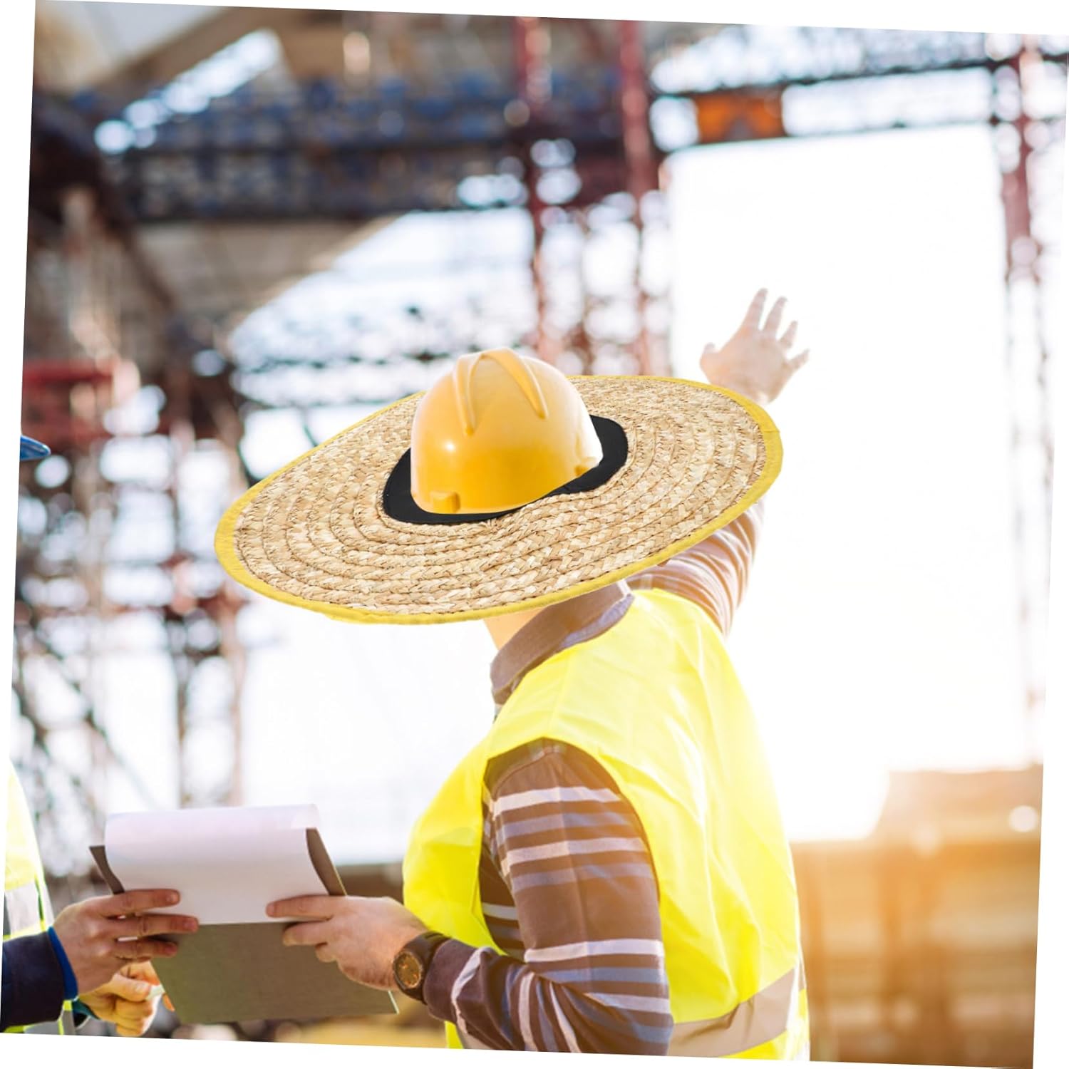 SOLUSTRE Hard Hat Sun Shade Full Brim Visor Construction Sun Hat Cover for Safety Helmets Lightweight Breathable Hard Accessory