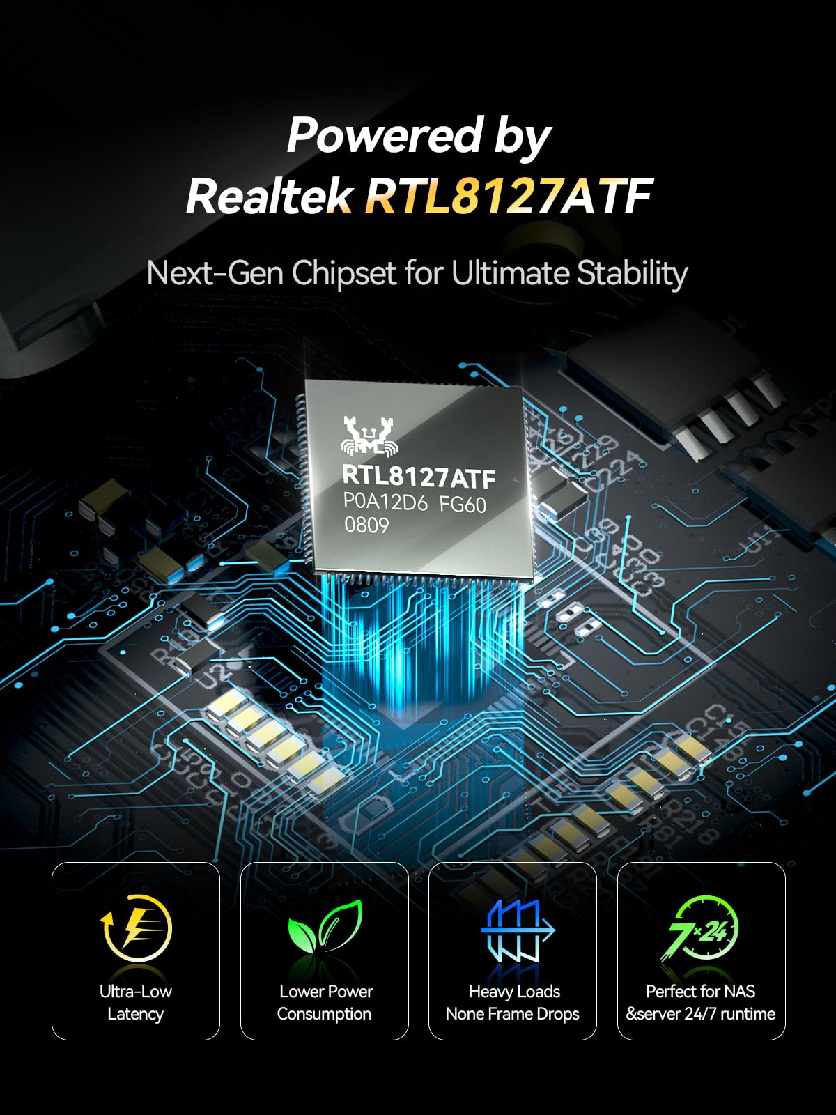 Xike SKN-8127AF-X1 Scheda di rete SFP+, velocità di trasferimento 1G/10G, PCIe 4.0 x1, chip Realtek RTL8127, per PC desktop e server