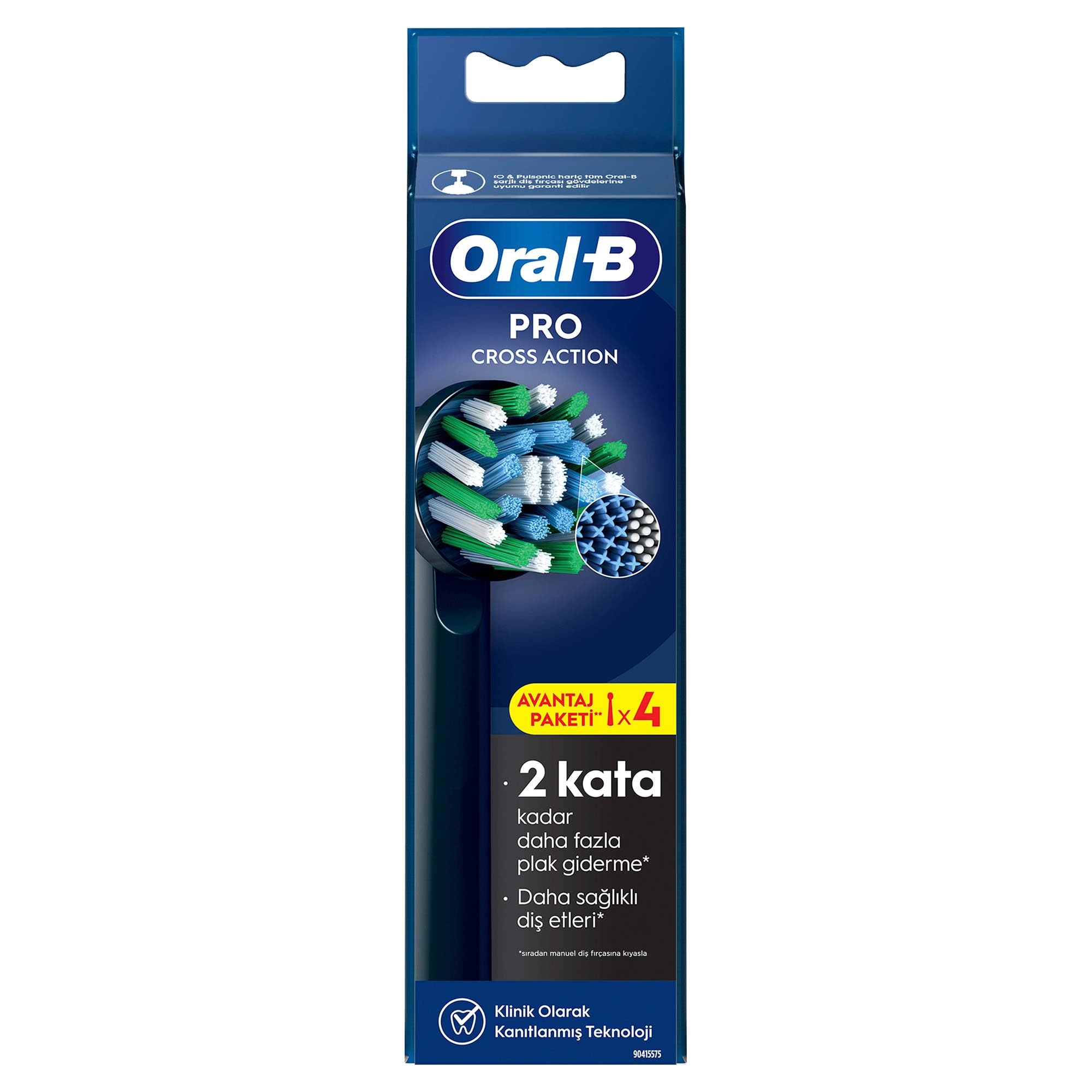 Oral-B Cross Action X-Filament Siyah Şarjlı Diş Fırçası Yedek Başlığı 4 Adet