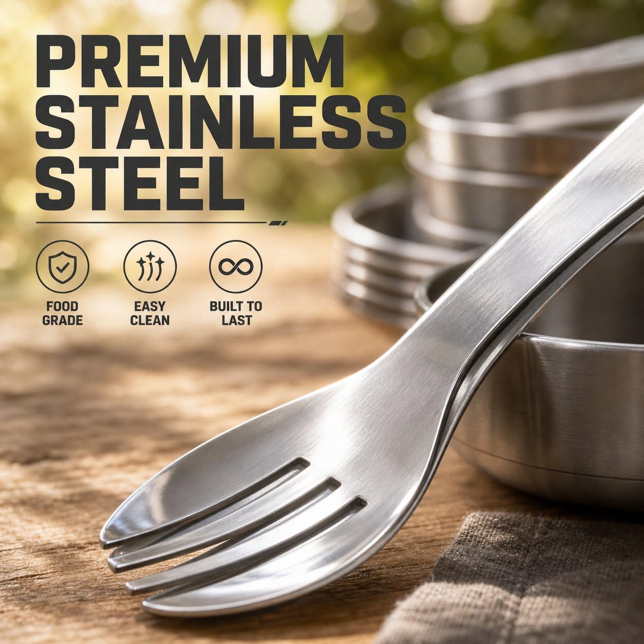 Vajilla Camping Acero Inoxidable 304, Kit Cocina Portátil para 3-4, Set Cubiertos Reutilizables para Picnic, Bolsa Nevera Oxford
