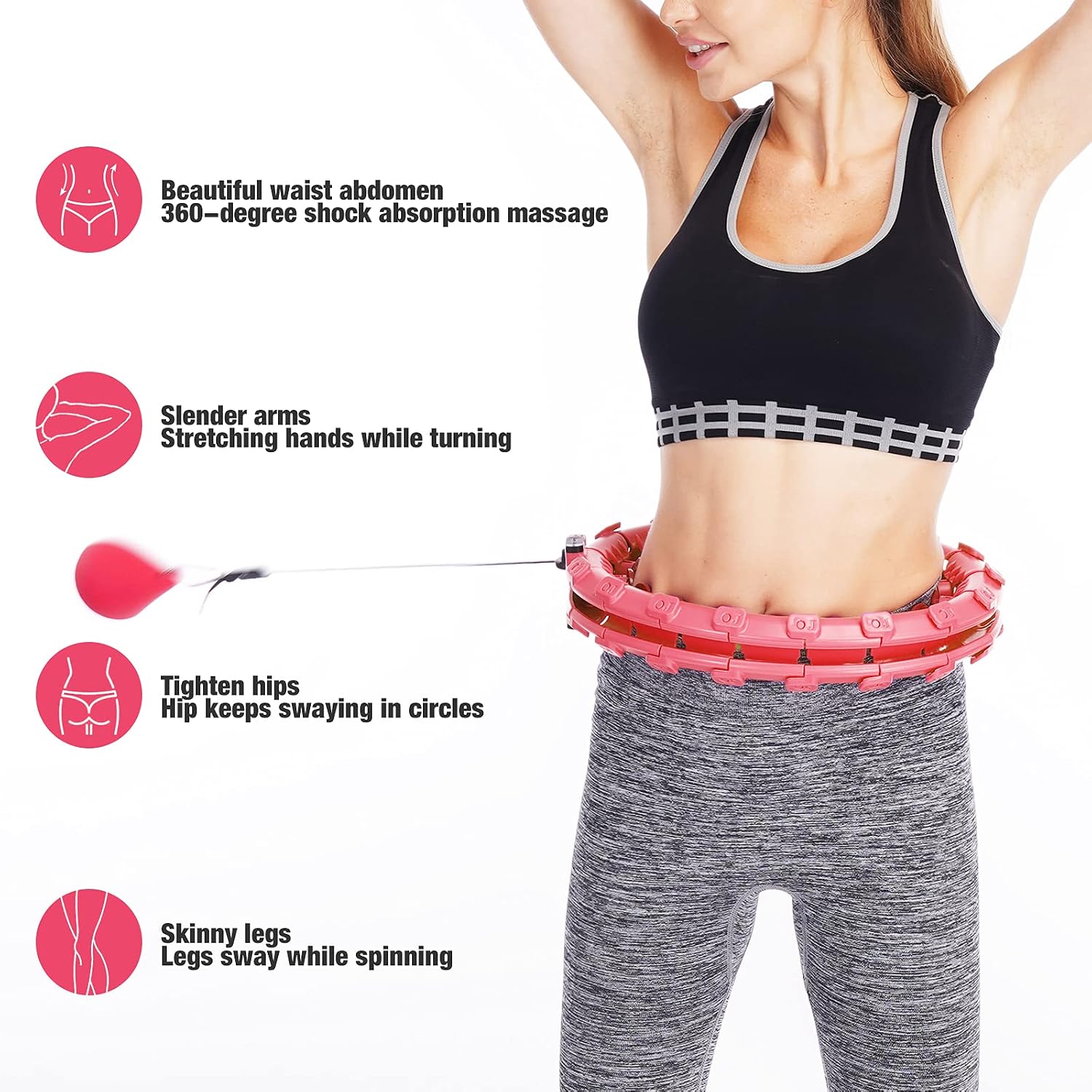 COLOZA Smart Hula Exercise Hoops 24 Sections Soft Gravity Ball with 360 Degree Massage,Detachable Fitness Hoola Hoops Suitable for Adults and Children Weight Loss