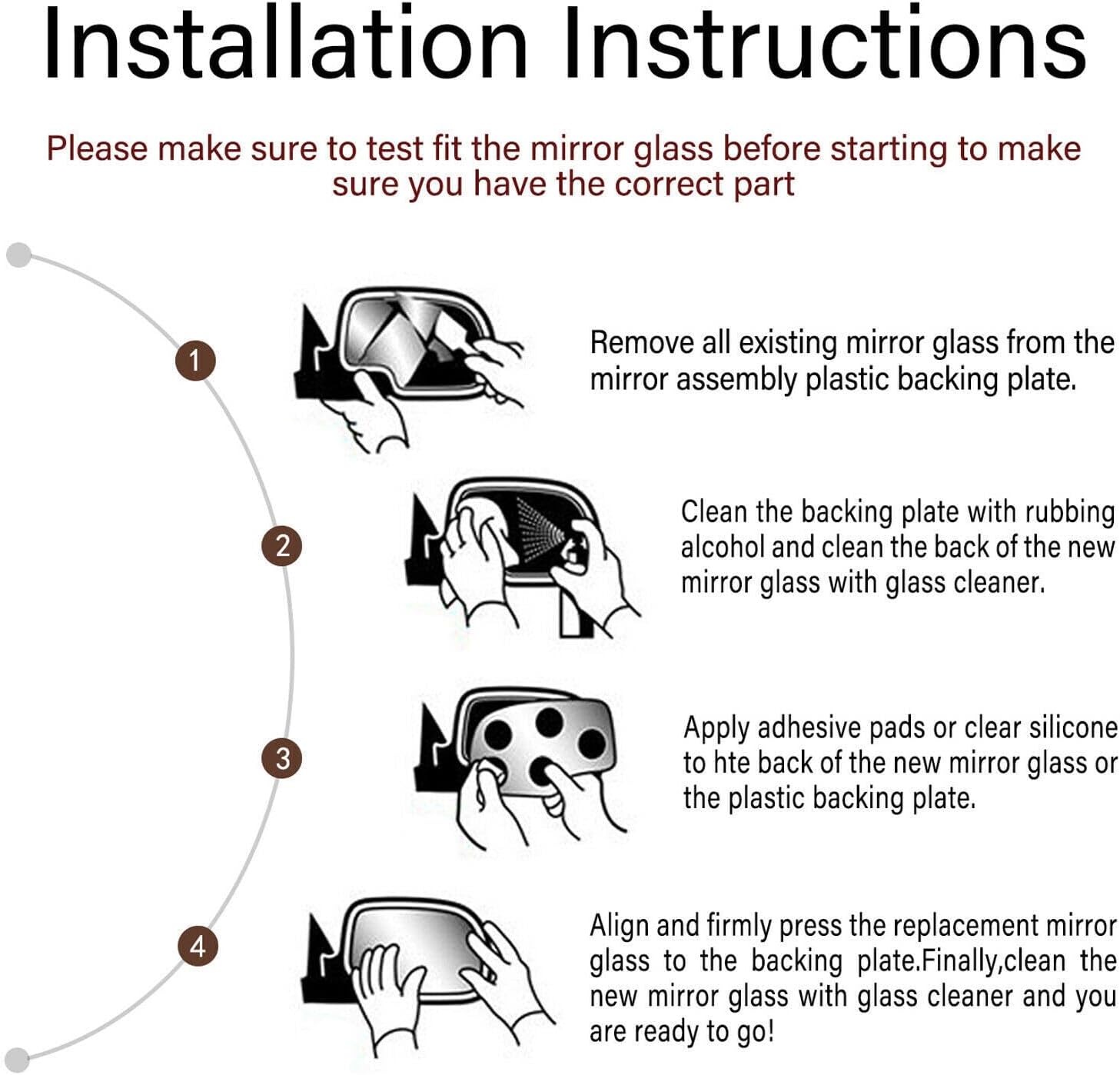 Passenger Side Mirror Glass For Volkswagen Beetle, Jetta, Passat - RH Replacement