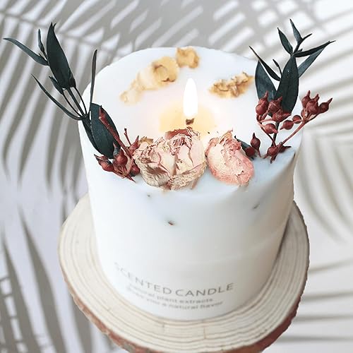 Velas de pilar perfumadas de soja natural con vidrio, vela clásica de 10 onzas de lujo blanca no tóxica para baño, velas románticas de cera