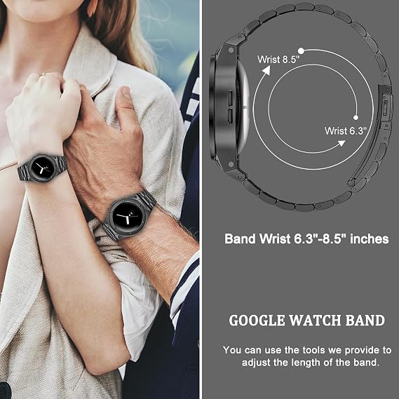 SUPLINK Stainless Steel Case and Bands Compatible with Google Pixel Watch 3 2 1 Straps 41mm/Pixel Watch 3 45mm Straps for Men, Metal Rugged Protective Case Adjustable Strap for Pixel Watch