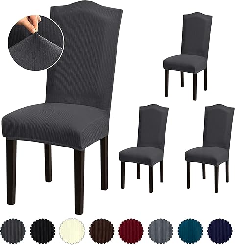 Vista 22 de Juego de 6 fundas para silla, fundas elásticas para sillas de comedor, extraíbles y lavables, para sillas de comedor, hotel, ceremonia, color gris