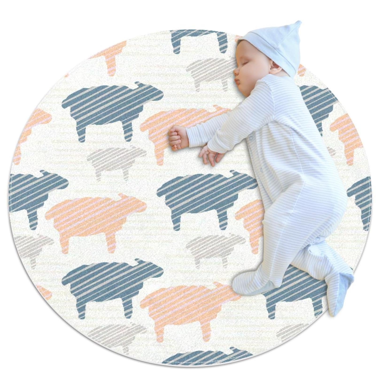 Tapis de salle de bain mouton pastel rond 1m anti-glissade pour chambre