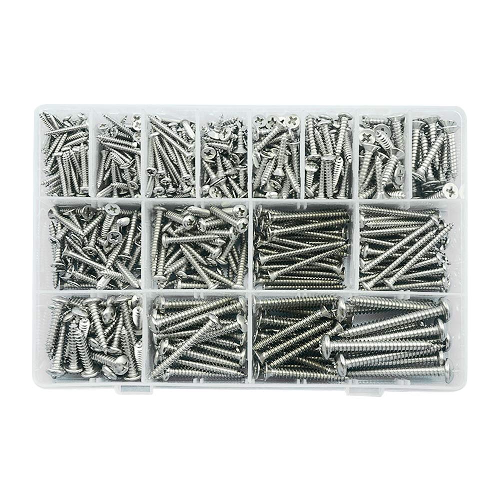 570 Pezzi M3 M4 M5 M6 Viti Set di Bulloni Croce Testa Bombata Testa Svasata Chiodi Viti Autofilettanti Kit Assortimento