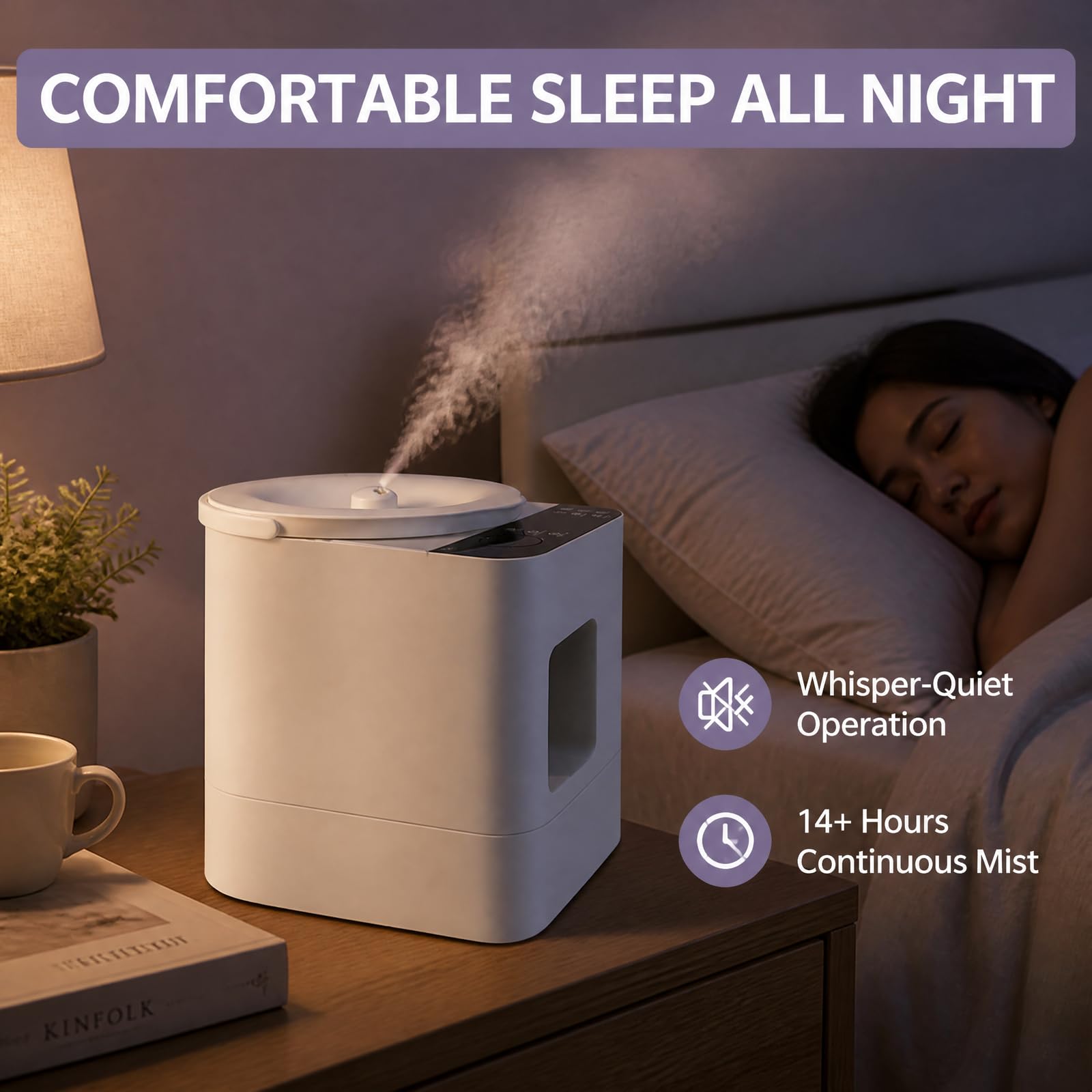 hKjPlvf Humidificador Bebe 3L Ultrasonico Silencioso Difusor de Aceites Esenciales Niebla Fria Llenado Superior para Dormitorio Hogar Oficina Temporizador Modo de Sueno 14H Blanco