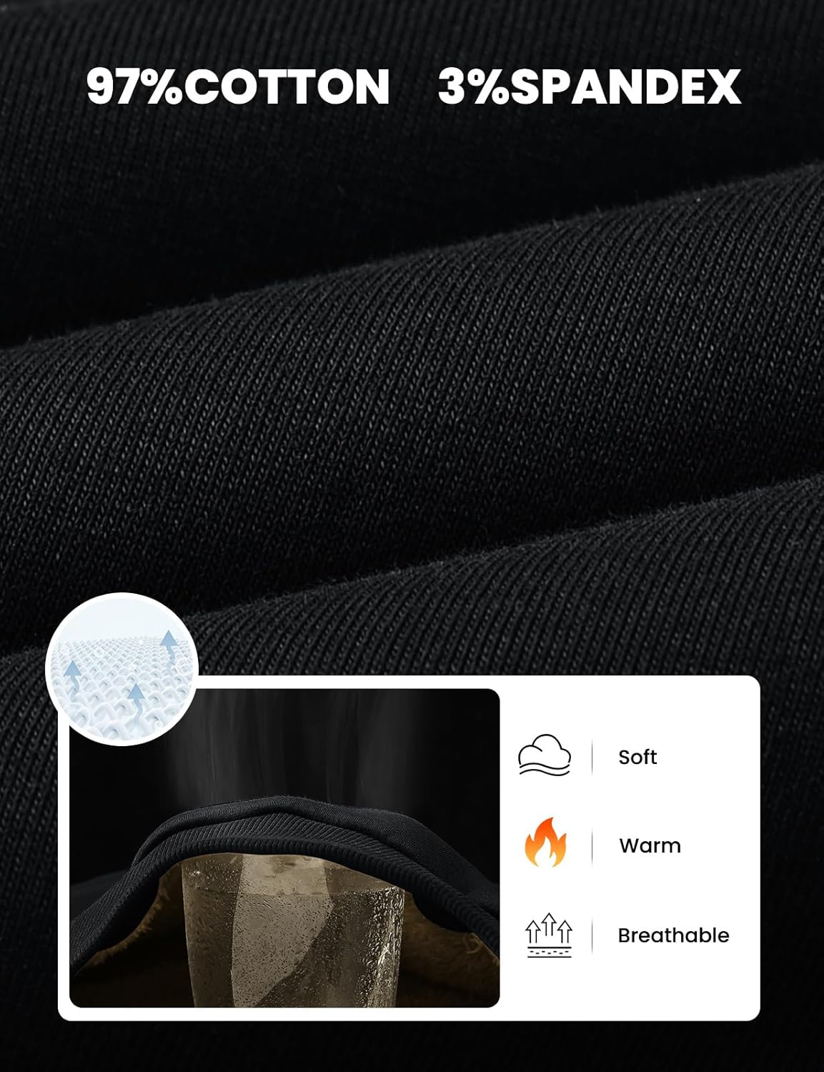 Rdruko Men's Sherpa Lined Sweatshirts Heavyweight Winter Fleece Pullover Crewneck Sweatshirts With Zip Kangaroo Pocket - Image 6