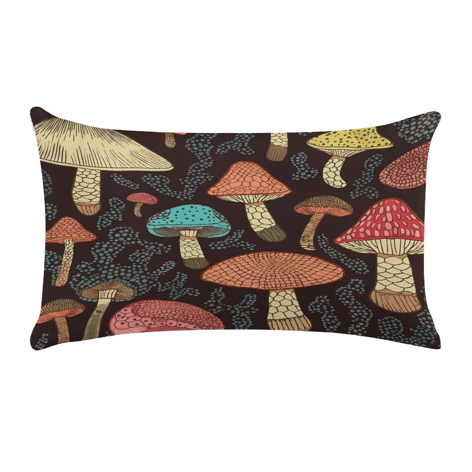 VstaDank Mushroom Throw Pillow Cover Rectangular Lumbar Throw Pillow Case Soft Farmhouse Accent Decorative Cushion Cases Short Plush Pillowcase with Zipper 12 X 20 Inch