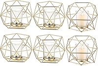Vista 1 de Hewory Portavelas geométricos dorados, modernos centros de mesa de boda de metal para mesa, soporte de vela votiva para luz de té para el hogar