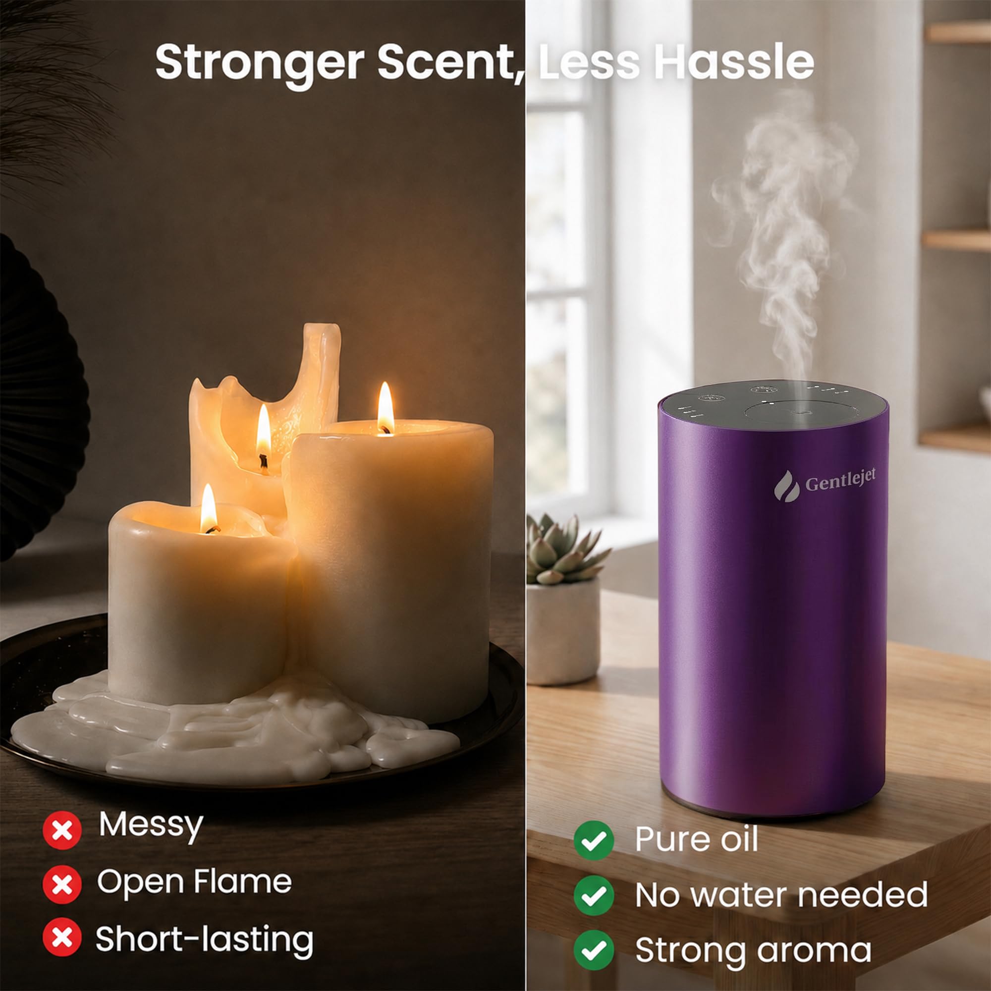 GentleJet LiteMist - Difusor de aroma recargable sin agua para dormitorio, oficina y automóvil, niebla de aceite esencial de aire frío, cuerpo de aluminio, 20 ml
