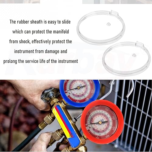Miniatura 3 de 49190 Fundas de protección para medidores HVAC Karbay de 3-1/8" para Yellow Jacket JB, cubierta protectora de manguera de refrigerante AC