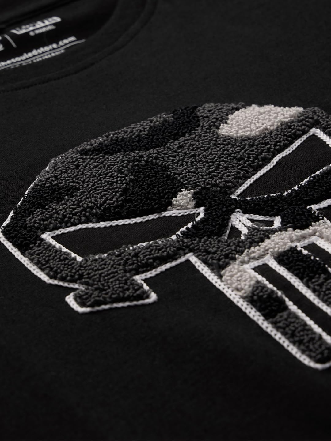 The Souled Store Punisher oficial: It's Time Hombres y Niños Manga Corta Cuello Redondo Negro Bordado Algodón Regular Fit Camisetas
