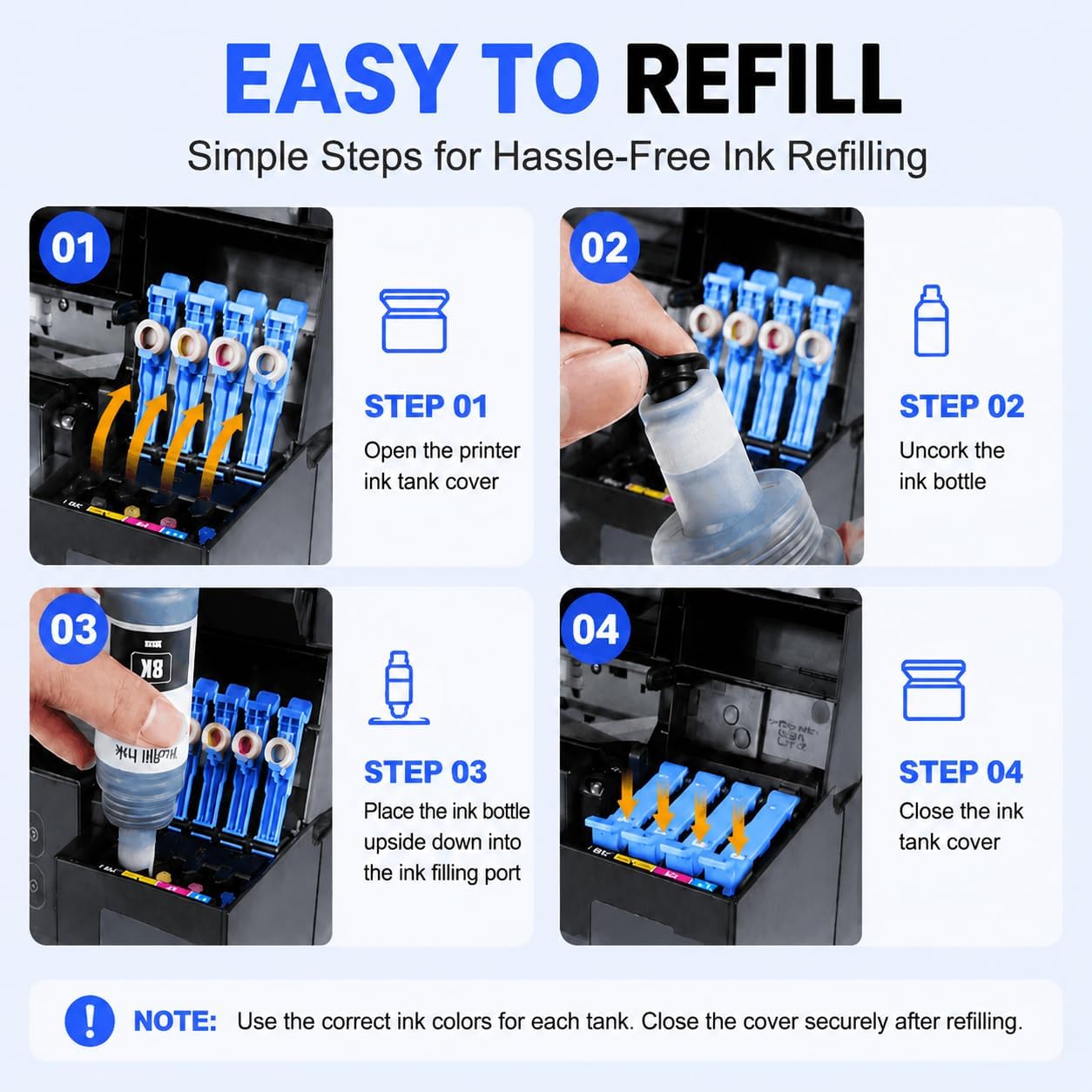 Ink Bottle Compatible with 502 Black Ink Refill Bottles Compatible with ET-2850 ET-2760 ET-3850 ET-4850 ET-3760 ET-4760 ET-3750 ET-4750 ET-3830 ET-3700 ET-2750 ET-15000 (127ml 5 Black)