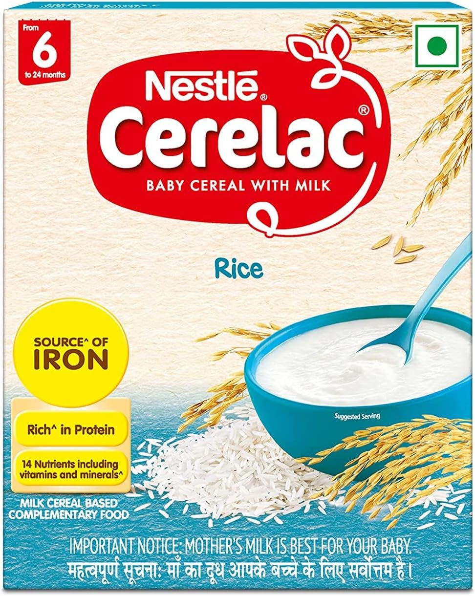 CERELAC Baby Cereal with Milk, Rice, Stage 1, From 6 to 24 Months , Source of Iron & Protein , Bag-In-Box Pack 300g