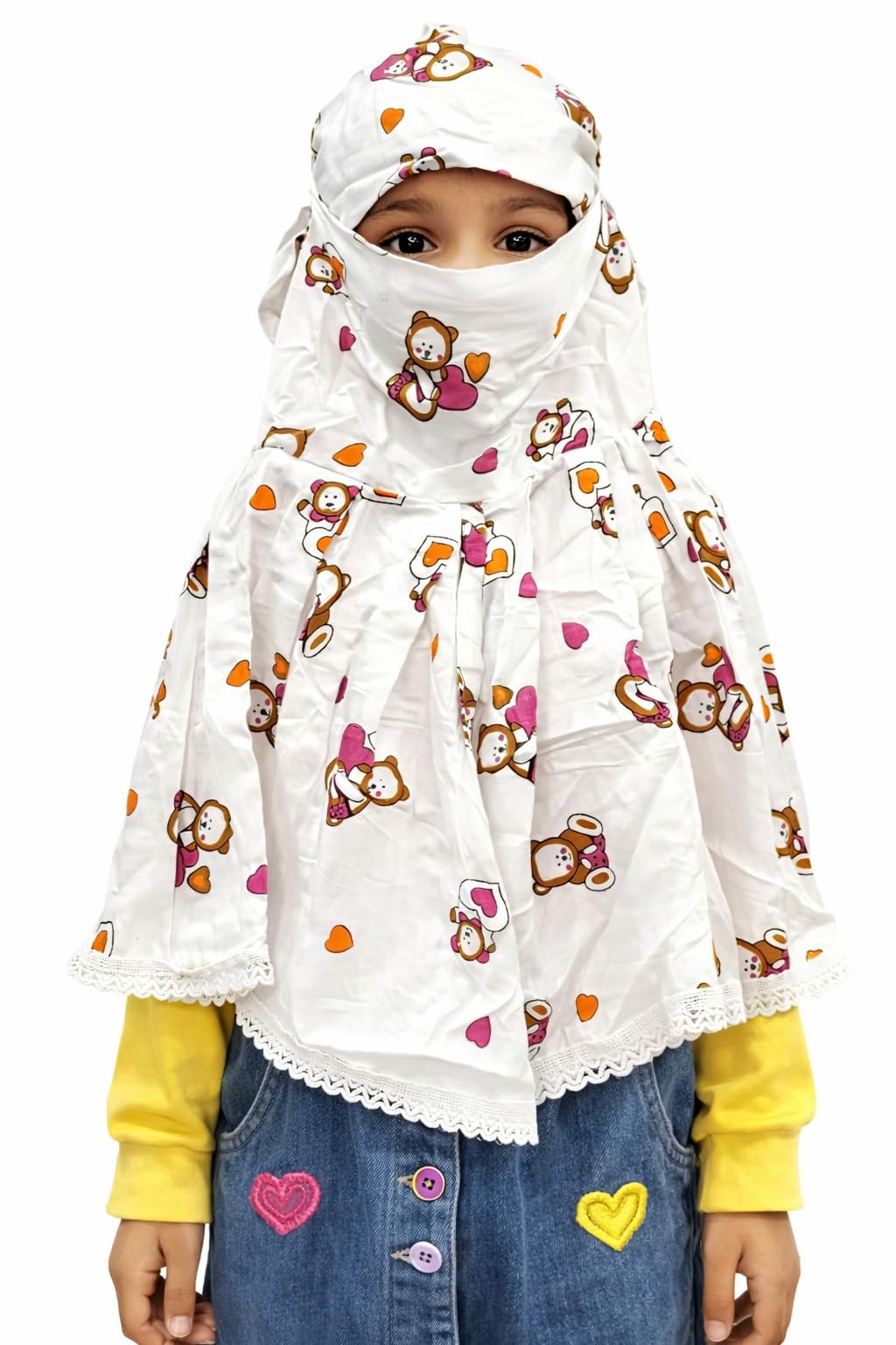 Cotton Face Mask Scarf for kids | Full Face and Hair Cover Sun Protection Scarf | White Cotton Scarf for kids | Stylish Summer outdoor Scarf for Daily Use-image-10