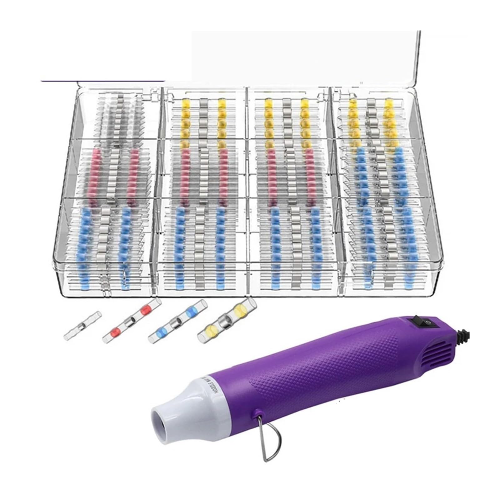 Connecteurs à souder thermorétractables étanches avec mini pistolet thermique kit de 400 pièces