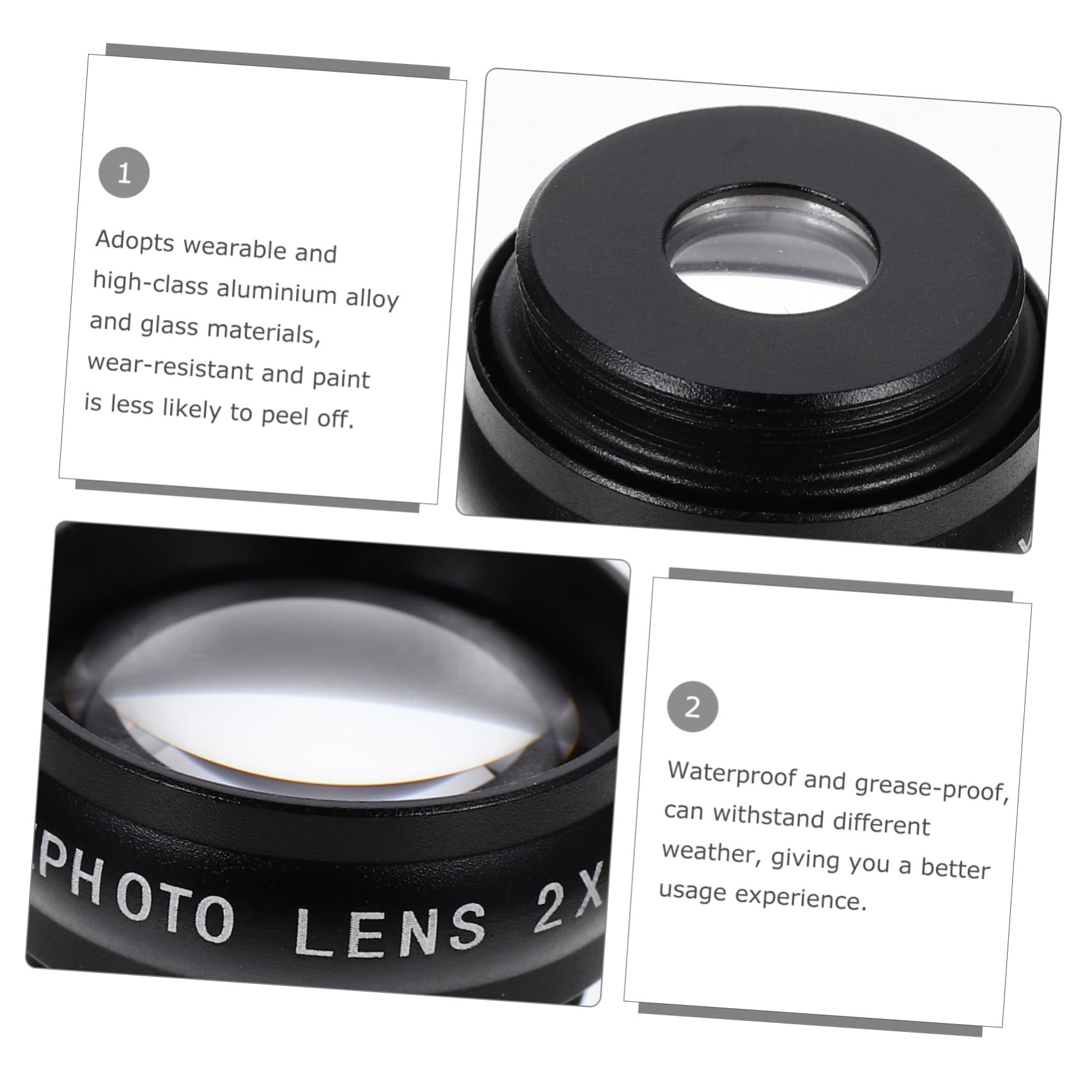 Clip Obiettivo per Fotocamera Telefono 10 in 1 Nero | Lega di Alluminio e Vetro, Set da 1 Pezzo, Ampio Campo Visivo, Primi Piani Nitidi